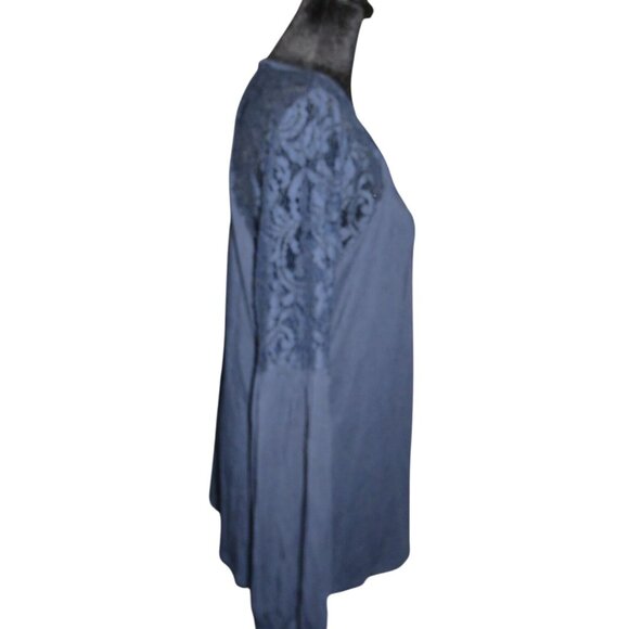 Michael Kors XL Navy Blue Cotton Pullover Top Lace Shoulders and flare sleeves - Picture 4 of 6